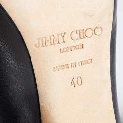 Pre Owned Jimmy Choo Black Leather Cut-Out Booties Size 40