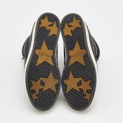 Pre Owned Jimmy Choo Black Lace and Leather Tokyo High Top Sneakers Size 36.5