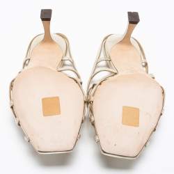 Pre Owned Jimmy Choo Metallic Gold Leather Saila Mules Size 38