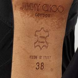 Pre Owned Jimmy Choo Black Satin Crystal Embellished Slingback Sandals Size 38