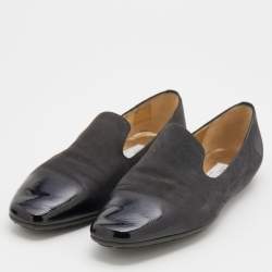 مملوكة مسبقًا Jimmy Choo Black/Grey Suede and Patent Leather Ballet Flats Size 37
