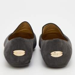 مملوكة مسبقًا Jimmy Choo Black/Grey Suede and Patent Leather Ballet Flats Size 37
