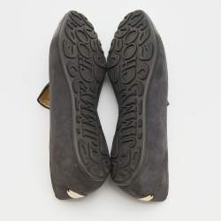 مملوكة مسبقًا Jimmy Choo Black/Grey Suede and Patent Leather Ballet Flats Size 37