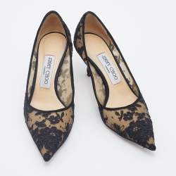 Pre Owned Jimmy Choo Black Lace Love Pointed Toe Pumps Size 36