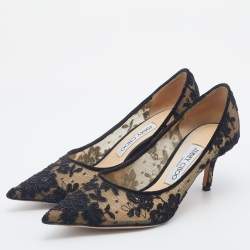 Pre Owned Jimmy Choo Black Lace Love Pointed Toe Pumps Size 36