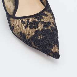 Pre Owned Jimmy Choo Black Lace Love Pointed Toe Pumps Size 36