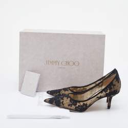 Pre Owned Jimmy Choo Black Lace Love Pointed Toe Pumps Size 36