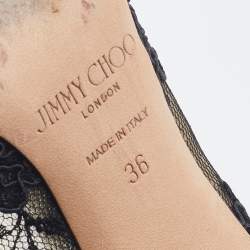 Pre Owned Jimmy Choo Black Lace Love Pointed Toe Pumps Size 36