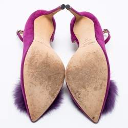 Pre Owned Jimmy Choo Purple Suede And Fur Rosa D'orsay Pumps Size 38