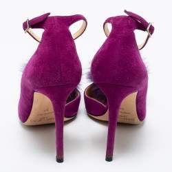 Pre Owned Jimmy Choo Purple Suede And Fur Rosa D'orsay Pumps Size 38