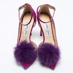 Pre Owned Jimmy Choo Purple Suede And Fur Rosa D'orsay Pumps Size 38