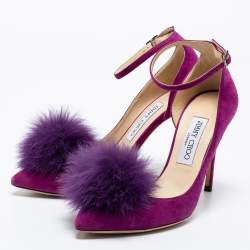 Pre Owned Jimmy Choo Purple Suede And Fur Rosa D'orsay Pumps Size 38