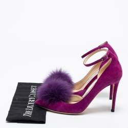 Pre Owned Jimmy Choo Purple Suede And Fur Rosa D'orsay Pumps Size 38