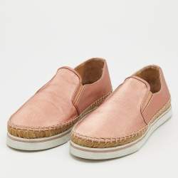 Pre Owned Jimmy Choo Metallic Pink Canvas Dawn Espadrille Slip On Sneakers Size 39