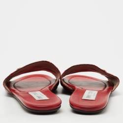 Pre Owned Jimmy Choo Red Snakeskin Leather Nanda Flat Slides Size 36