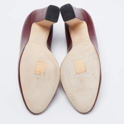 Pre Owned Jimmy Choo Dark Red Leather Billie Round Toe Block Heel Pumps Size 39