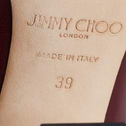 Pre Owned Jimmy Choo Dark Red Leather Billie Round Toe Block Heel Pumps Size 39
