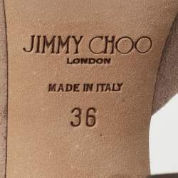 مملوكة مسبقًا Jimmy Choo Dusty Pink Suede Sae Crystal Embellished Ankle Chain Sandals Size 36