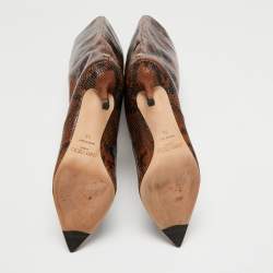 Pre Owned Jimmy Choo Brown Python Embossed Leather Knee Length Boots Size 35