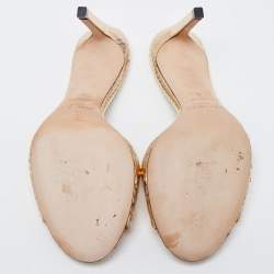 Pre Owned Jimmy Choo Gold Snakeskin Embossed Leather Slide Sandals Size 36