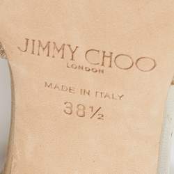 Pre Owned Jimmy Choo Gold Glitter Lang Ankle Strap Pumps Size 38.5