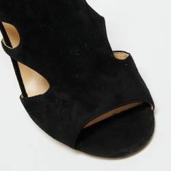 Pre Owned Jimmy Choo Metallic/Black Suede And Leather Cutout Sandals Size 39 