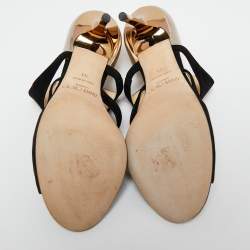 Pre Owned Jimmy Choo Metallic/Black Suede And Leather Cutout Sandals Size 39 