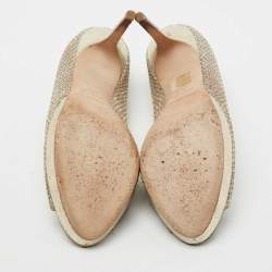 مملوكة مسبقًا Jimmy Choo Metallic Silver/Gold Glitter Peep Toe  Platform Pumps Size 38.5