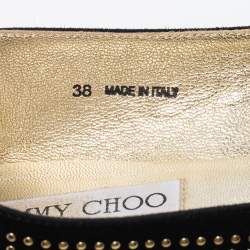 Pre Owned Jimmy Choo Black Suede Welda Studded Ballet Flats Size 38