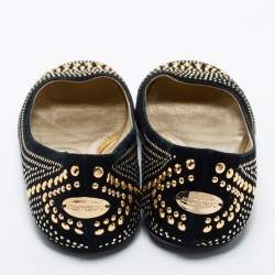 Pre Owned Jimmy Choo Black Suede Welda Studded Ballet Flats Size 38