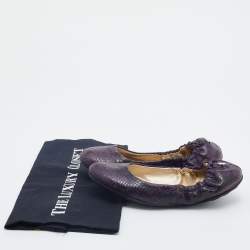 Jimmy Choo Purple/Black Python Embossed Leather Scrunch Ballet Flats Size 36.5