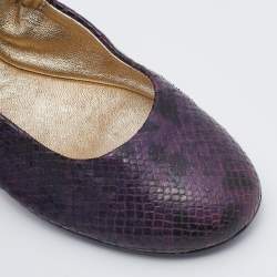 Jimmy Choo Purple/Black Python Embossed Leather Scrunch Ballet Flats Size 36.5
