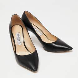 Pre Owned Jimmy Choo Black Leather Romy  Pumps Size 39