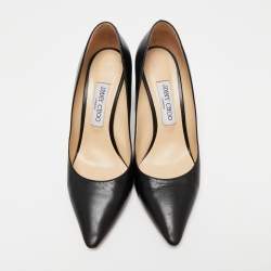 Pre Owned Jimmy Choo Black Leather Romy  Pumps Size 39