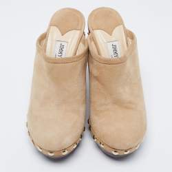 Jimmy Choo Beige Suede Studded Mules Size 37.5