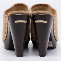 Jimmy Choo Beige Suede Studded Mules Size 37.5