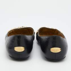 Pre Owned Jimmy Choo Black Leather Studded Ballet Flats Size 38