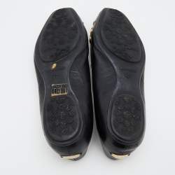 Pre Owned Jimmy Choo Black Leather Studded Ballet Flats Size 38