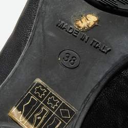 Pre Owned Jimmy Choo Black Leather Studded Ballet Flats Size 38