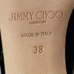 Pre Owned Jimmy Choo Black Patent Leather Bing 100 Sandals  Size 38