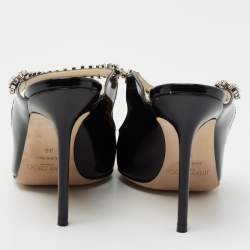 Pre Owned Jimmy Choo Black Patent Leather Bing 100 Sandals  Size 38