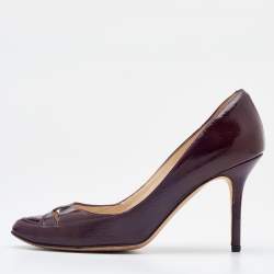 Jimmy Choo Pruple Leather Cut Out Pumps Size 37