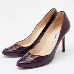 Jimmy Choo Pruple Leather Cut Out Pumps Size 37