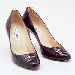 Jimmy Choo Pruple Leather Cut Out Pumps Size 37