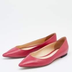 Jimmy Choo Blush Pink leather Love Pointed Toe Ballet Flats Size 38