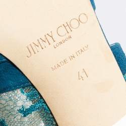 Pre Owned Jimmy Choo Blue Lace And Suede Fyber D'orsay Pumps Size 41