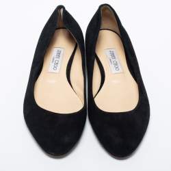 Pre Owned Jimmy Choo Black Suede Ballet Flats 39.5