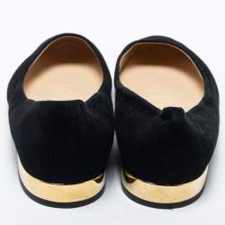 Pre Owned Jimmy Choo Black Suede Ballet Flats 39.5