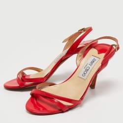مملوكة مسبقًا Jimmy Choo Red Patent Leather Slingback Sandals Size 35.5
