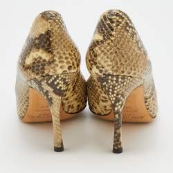 Pre Owned Jimmy Choo Beige/Brown Python Embossed Leather Anouk Pumps Size 38.5